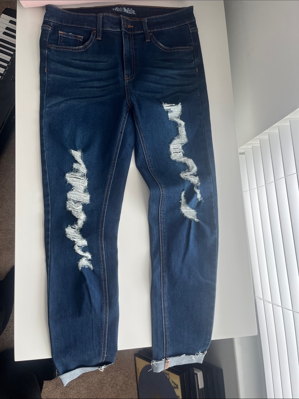 wild fable High Rise Skinny Dark Blue Distressed Jeans